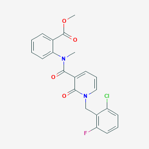 molecular formula C22H18ClFN2O4 B2406801 methyl 2-(1-(2-chloro-6-fluorobenzyl)-N-methyl-2-oxo-1,2-dihydropyridine-3-carboxamido)benzoate CAS No. 1005298-56-5