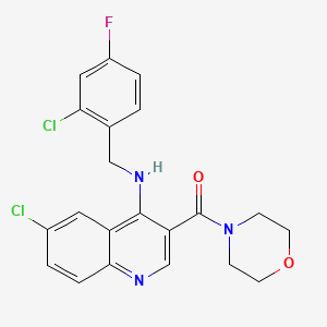{6-Chloro-4-[(2-chloro-4-fluorobenzyl)amino]quinolin-3-yl}(morpholin-4-yl)methanone