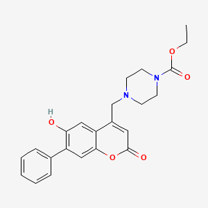 molecular formula C23H24N2O5 B2406824 ethyl 4-[(6-hydroxy-2-oxo-7-phenyl-2H-chromen-4-yl)methyl]piperazine-1-carboxylate CAS No. 859108-80-8