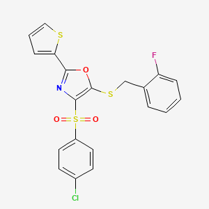 4-((4-Chlorophenyl)sulfonyl)-5-((2-fluorobenzyl)thio)-2-(thiophen-2-yl)oxazole