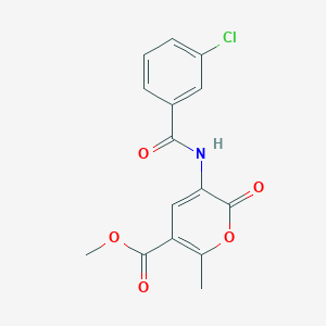 molecular formula C15H12ClNO5 B2406934 methyl 3-[(3-chlorobenzoyl)amino]-6-methyl-2-oxo-2H-pyran-5-carboxylate CAS No. 339009-28-8