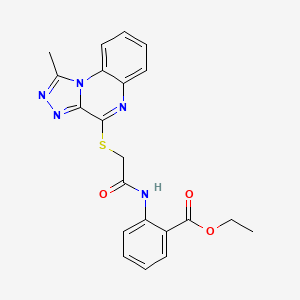 molecular formula C21H19N5O3S B2406944 ethyl 2-[2-({1-methyl-[1,2,4]triazolo[4,3-a]quinoxalin-4-yl}sulfanyl)acetamido]benzoate CAS No. 1358708-07-2