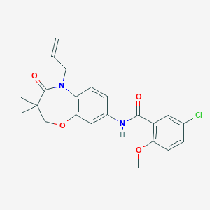 molecular formula C22H23ClN2O4 B2406971 N-(5-allyl-3,3-dimethyl-4-oxo-2,3,4,5-tetrahydrobenzo[b][1,4]oxazepin-8-yl)-5-chloro-2-methoxybenzamide CAS No. 921869-24-1