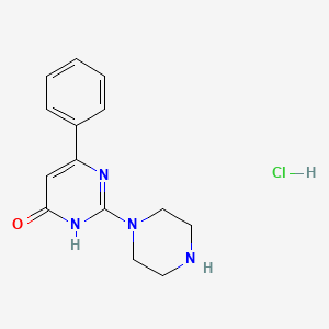molecular formula C14H17ClN4O B2406985 6-Phenyl-2-(piperazin-1-yl)-3,4-dihydropyrimidin-4-one hydrochloride CAS No. 1219287-88-3