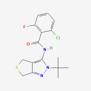 molecular formula C16H17ClFN3OS B2406986 N-{2-tert-butyl-2H,4H,6H-thieno[3,4-c]pyrazol-3-yl}-2-chloro-6-fluorobenzamide CAS No. 361167-11-5