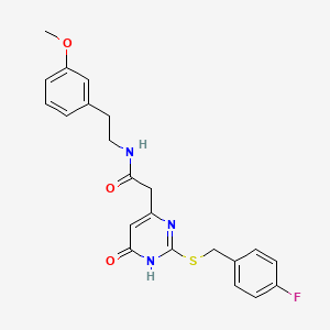 molecular formula C22H22FN3O3S B2407028 2-(2-((4-fluorobenzyl)thio)-6-oxo-1,6-dihydropyrimidin-4-yl)-N-(3-methoxyphenethyl)acetamide CAS No. 1040645-32-6