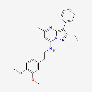 molecular formula C25H28N4O2 B2407032 N-[2-(3,4-dimethoxyphenyl)ethyl]-2-ethyl-5-methyl-3-phenylpyrazolo[1,5-a]pyrimidin-7-amine CAS No. 890620-43-6