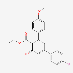 molecular formula C22H21FO4 B2407049 Ethyl 4-(4-fluorophenyl)-6-(4-methoxyphenyl)-2-oxocyclohex-3-ene-1-carboxylate 