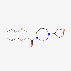 (2,3-Dihydrobenzo[b][1,4]dioxin-2-yl)(4-(tetrahydrofuran-3-yl)-1,4-diazepan-1-yl)methanone