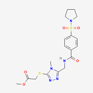 Methyl 2-[[4-methyl-5-[[(4-pyrrolidin-1-ylsulfonylbenzoyl)amino]methyl]-1,2,4-triazol-3-yl]sulfanyl]acetate