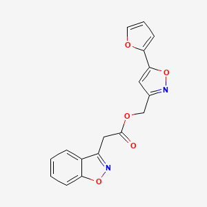 molecular formula C17H12N2O5 B2407124 [5-(Furan-2-yl)-1,2-oxazol-3-yl]methyl 2-(1,2-benzoxazol-3-yl)acetate CAS No. 1111518-46-7