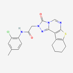 molecular formula C20H18ClN5O2S B2407128 N-(2-chloro-4-methylphenyl)-2-{5-oxo-10-thia-3,4,6,8-tetraazatetracyclo[7.7.0.0^{2,6}.0^{11,16}]hexadeca-1(9),2,7,11(16)-tetraen-4-yl}acetamide CAS No. 1358790-52-9