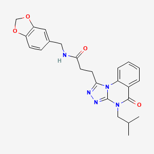 molecular formula C24H25N5O4 B2407210 N-[(2H-1,3-benzodioxol-5-yl)methyl]-3-[4-(2-methylpropyl)-5-oxo-4H,5H-[1,2,4]triazolo[4,3-a]quinazolin-1-yl]propanamide CAS No. 902973-29-9