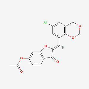 B2407258 (Z)-2-((6-chloro-4H-benzo[d][1,3]dioxin-8-yl)methylene)-3-oxo-2,3-dihydrobenzofuran-6-yl acetate CAS No. 929443-90-3