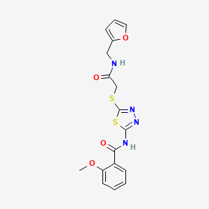 molecular formula C17H16N4O4S2 B2407313 N-{5-[({[(furan-2-yl)methyl]carbamoyl}methyl)sulfanyl]-1,3,4-thiadiazol-2-yl}-2-methoxybenzamide CAS No. 893128-75-1