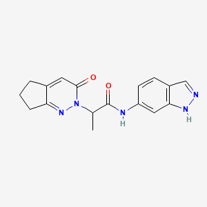 molecular formula C17H17N5O2 B2407374 N-(1H-indazol-6-yl)-2-(3-oxo-3,5,6,7-tetrahydro-2H-cyclopenta[c]pyridazin-2-yl)propanamide CAS No. 2034363-08-9