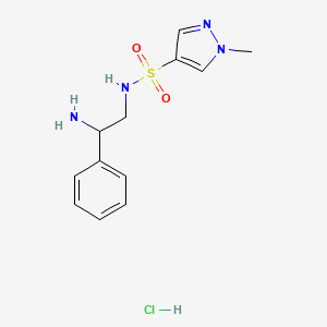 molecular formula C12H17ClN4O2S B2407379 N-(2-amino-2-phenylethyl)-1-methyl-1H-pyrazole-4-sulfonamide hydrochloride CAS No. 1423033-96-8