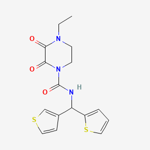 4-ethyl-2,3-dioxo-N-[(thiophen-2-yl)(thiophen-3-yl)methyl]piperazine-1-carboxamide