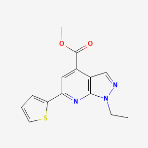 molecular formula C14H13N3O2S B2407400 methyl 1-ethyl-6-(thiophen-2-yl)-1H-pyrazolo[3,4-b]pyridine-4-carboxylate CAS No. 932139-18-9