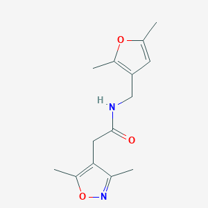 molecular formula C14H18N2O3 B2407431 N-((2,5-dimethylfuran-3-yl)methyl)-2-(3,5-dimethylisoxazol-4-yl)acetamide CAS No. 1797213-84-3