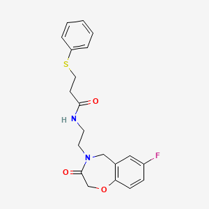 molecular formula C20H21FN2O3S B2407439 N-(2-(7-fluoro-3-oxo-2,3-dihydrobenzo[f][1,4]oxazepin-4(5H)-yl)ethyl)-3-(phenylthio)propanamide CAS No. 2034503-14-3
