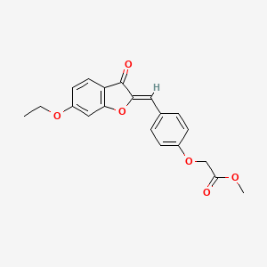 molecular formula C20H18O6 B2407451 (Z)-methyl 2-(4-((6-ethoxy-3-oxobenzofuran-2(3H)-ylidene)methyl)phenoxy)acetate CAS No. 893380-73-9