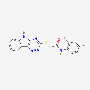 molecular formula C17H11F2N5OS B2407452 N-(2,4-difluorophenyl)-2-{5H-[1,2,4]triazino[5,6-b]indol-3-ylsulfanyl}acetamide CAS No. 454458-56-1