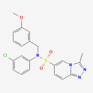 molecular formula C21H19ClN4O3S B2407453 N-(3-chlorophenyl)-N-[(3-methoxyphenyl)methyl]-3-methyl-[1,2,4]triazolo[4,3-a]pyridine-6-sulfonamide CAS No. 1251594-92-9