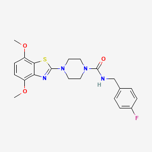 molecular formula C21H23FN4O3S B2407484 4-(4,7-dimethoxy-1,3-benzothiazol-2-yl)-N-[(4-fluorophenyl)methyl]piperazine-1-carboxamide CAS No. 1209751-51-8