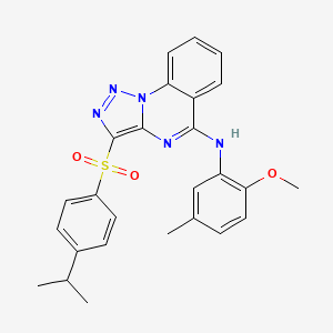 molecular formula C26H25N5O3S B2407493 N-(2-methoxy-5-methylphenyl)-3-[4-(propan-2-yl)benzenesulfonyl]-[1,2,3]triazolo[1,5-a]quinazolin-5-amine CAS No. 899761-07-0