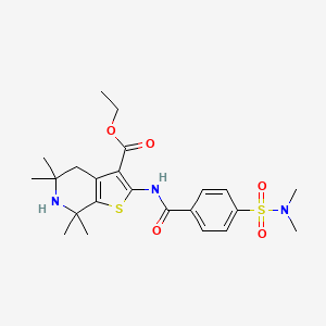 molecular formula C23H31N3O5S2 B2407527 ethyl 2-[4-(dimethylsulfamoyl)benzamido]-5,5,7,7-tetramethyl-4H,5H,6H,7H-thieno[2,3-c]pyridine-3-carboxylate CAS No. 449782-70-1