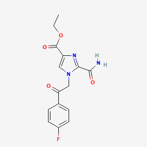 B2407548 ethyl 2-(aminocarbonyl)-1-[2-(4-fluorophenyl)-2-oxoethyl]-1H-imidazole-4-carboxylate CAS No. 2060360-87-2