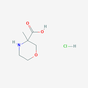 molecular formula C6H12ClNO3 B2407581 3-Methylmorpholine-3-carboxylic acid HCl CAS No. 2055840-08-7