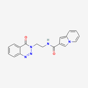 molecular formula C18H15N5O2 B2407600 N-(2-(4-oxobenzo[d][1,2,3]triazin-3(4H)-yl)ethyl)indolizine-2-carboxamide CAS No. 2034325-66-9