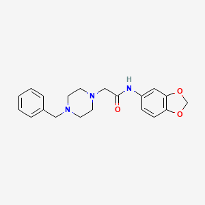 molecular formula C20H23N3O3 B2407620 N-(1,3-benzodioxol-5-yl)-2-(4-benzylpiperazino)acetamide CAS No. 303091-35-2