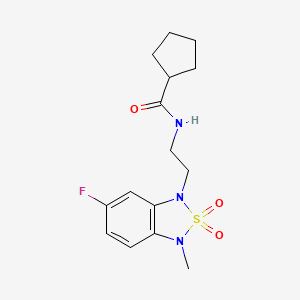molecular formula C15H20FN3O3S B2407621 N-(2-(6-fluoro-3-methyl-2,2-dioxidobenzo[c][1,2,5]thiadiazol-1(3H)-yl)ethyl)cyclopentanecarboxamide CAS No. 2034335-04-9