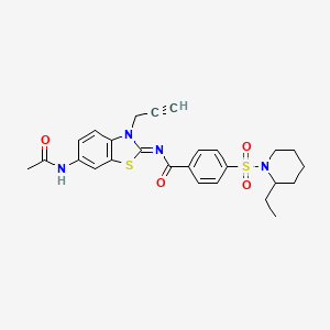 molecular formula C26H28N4O4S2 B2407659 N-[(2Z)-6-acetamido-3-(prop-2-yn-1-yl)-2,3-dihydro-1,3-benzothiazol-2-ylidene]-4-[(2-ethylpiperidin-1-yl)sulfonyl]benzamide CAS No. 865183-04-6