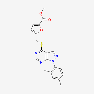 molecular formula C20H18N4O3S B2407662 methyl 5-({[1-(2,4-dimethylphenyl)-1H-pyrazolo[3,4-d]pyrimidin-4-yl]sulfanyl}methyl)furan-2-carboxylate CAS No. 893929-29-8