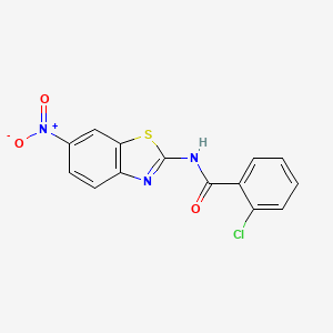 molecular formula C14H8ClN3O3S B2407669 2-chloro-N-(6-nitro-1,3-benzothiazol-2-yl)benzamide CAS No. 303225-66-3