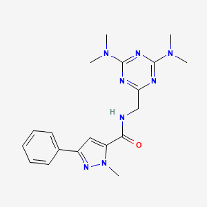 molecular formula C19H24N8O B2407675 N-((4,6-bis(dimethylamino)-1,3,5-triazin-2-yl)methyl)-1-methyl-3-phenyl-1H-pyrazole-5-carboxamide CAS No. 2034413-53-9
