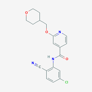 molecular formula C19H18ClN3O3 B2407689 N-(5-chloro-2-cyanophenyl)-2-((tetrahydro-2H-pyran-4-yl)methoxy)isonicotinamide CAS No. 2034271-09-3