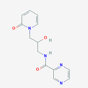 molecular formula C13H14N4O3 B2407700 N-(2-hydroxy-3-(2-oxopyridin-1(2H)-yl)propyl)pyrazine-2-carboxamide CAS No. 1797720-94-5