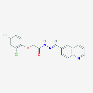 molecular formula C18H13Cl2N3O2 B2407706 (E)-2-(2,4-dichlorophenoxy)-N'-(quinolin-6-ylmethylene)acetohydrazide CAS No. 1018148-19-0
