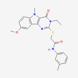 molecular formula C23H24N4O3S B2407729 2-({3-ethyl-8-methoxy-5-methyl-4-oxo-3H,4H,5H-pyrimido[5,4-b]indol-2-yl}sulfanyl)-N-(3-methylphenyl)acetamide CAS No. 1112399-64-0