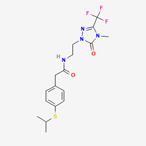molecular formula C17H21F3N4O2S B2407743 2-(4-(isopropylthio)phenyl)-N-(2-(4-methyl-5-oxo-3-(trifluoromethyl)-4,5-dihydro-1H-1,2,4-triazol-1-yl)ethyl)acetamide CAS No. 1421516-95-1