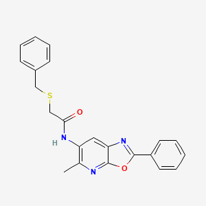 molecular formula C22H19N3O2S B2407772 2-(benzylthio)-N-(5-methyl-2-phenyloxazolo[5,4-b]pyridin-6-yl)acetamide CAS No. 2034423-09-9