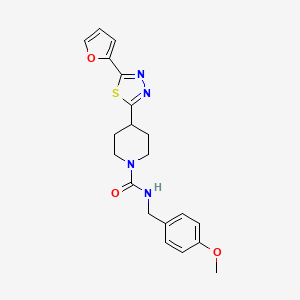 molecular formula C20H22N4O3S B2407799 4-[5-(furan-2-yl)-1,3,4-thiadiazol-2-yl]-N-[(4-methoxyphenyl)methyl]piperidine-1-carboxamide CAS No. 1105210-95-4