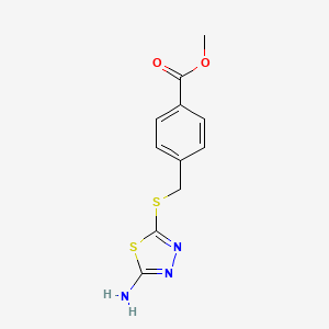 molecular formula C11H11N3O2S2 B2407819 Methyl 4-{[(5-amino-1,3,4-thiadiazol-2-yl)sulfanyl]methyl}benzoate CAS No. 380347-82-0