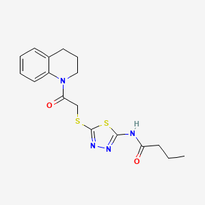 molecular formula C17H20N4O2S2 B2407849 N-(5-((2-(3,4-dihydroquinolin-1(2H)-yl)-2-oxoethyl)thio)-1,3,4-thiadiazol-2-yl)butyramide CAS No. 392299-96-6