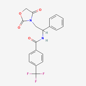 molecular formula C19H15F3N2O4 B2407877 N-[2-(2,4-dioxo-1,3-oxazolidin-3-yl)-1-phenylethyl]-4-(trifluoromethyl)benzamide CAS No. 2034270-02-3